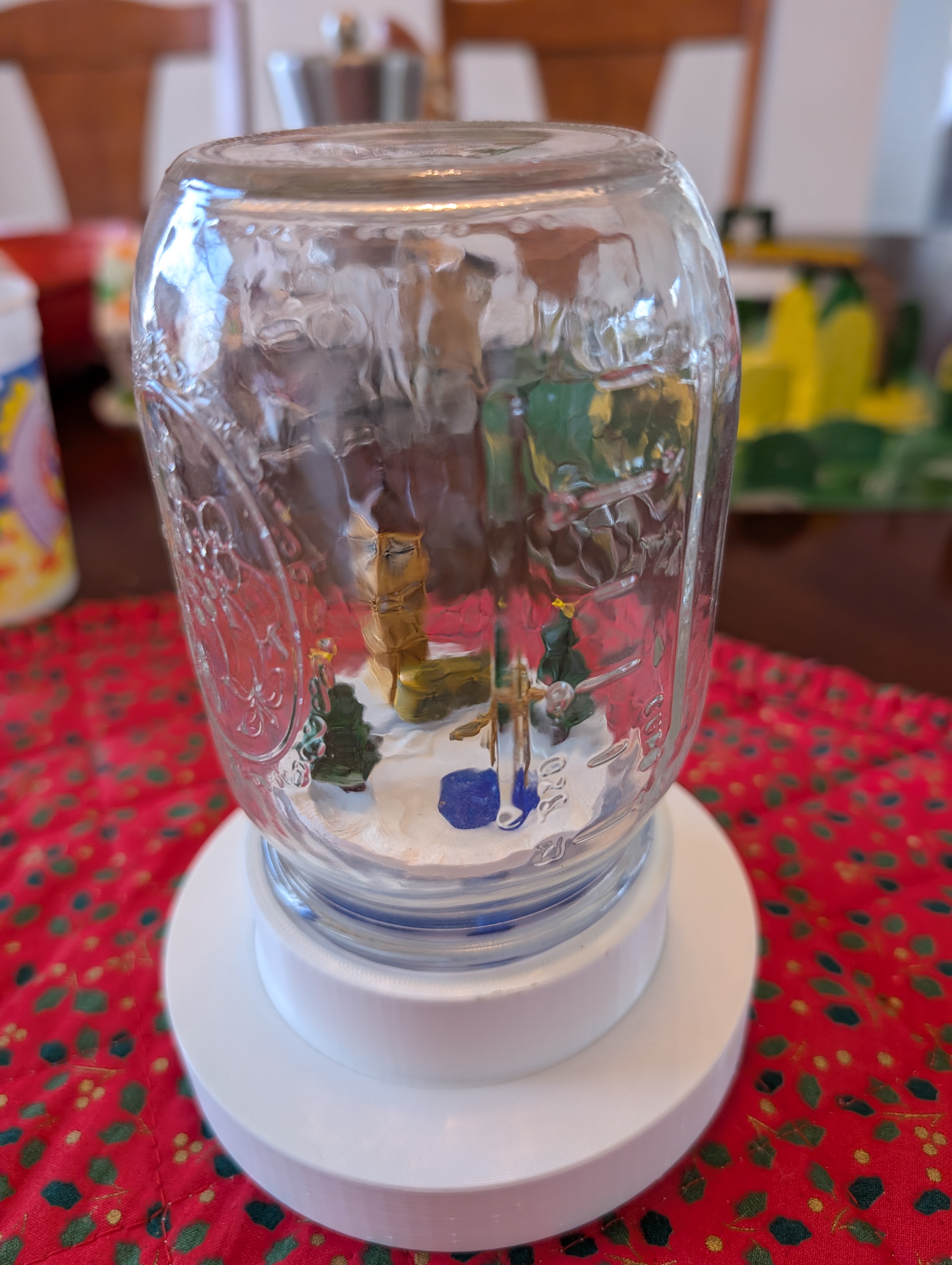 Spinning Mason Jar Snow Globe