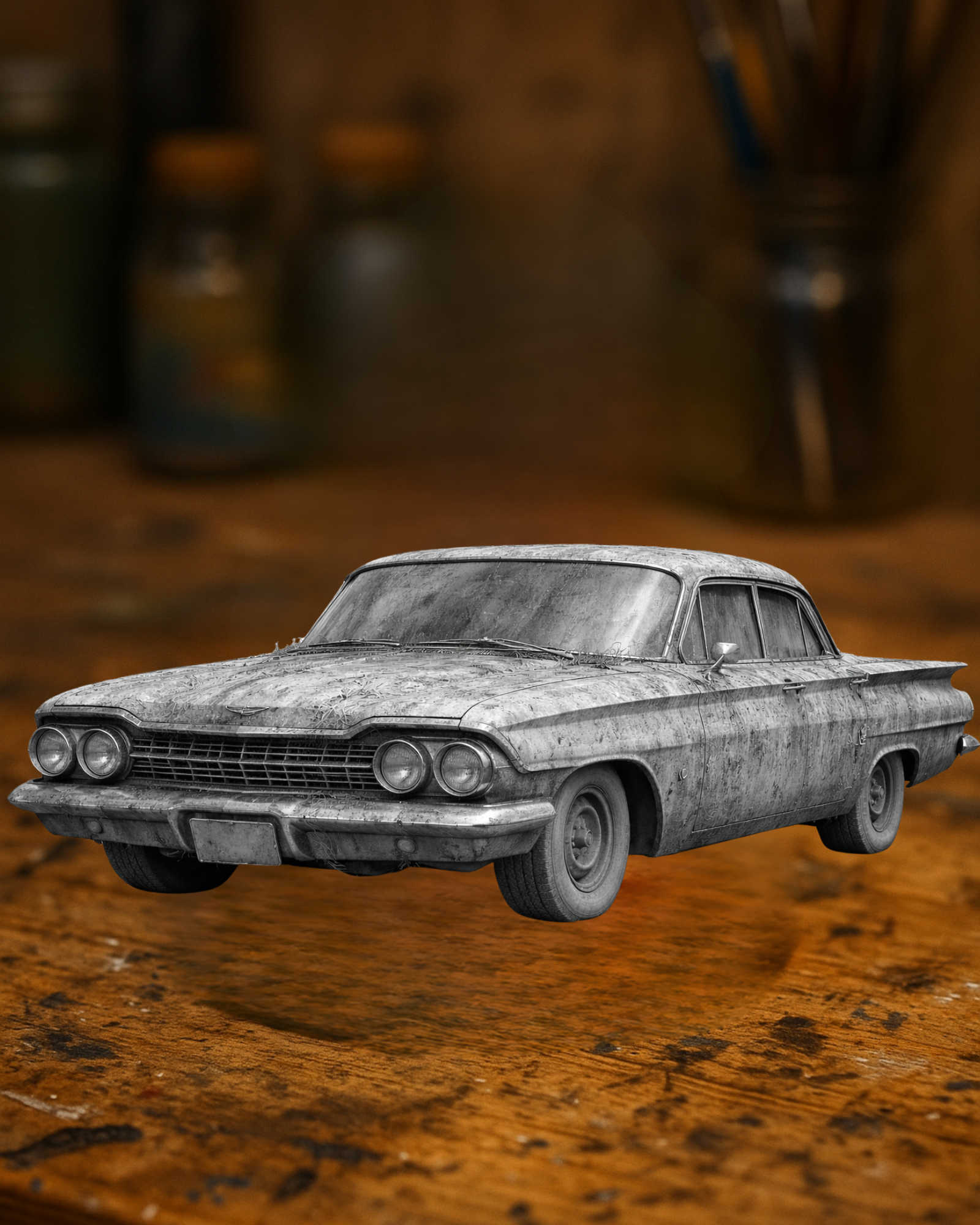 Vintage American Sedan – Weathered Classic Car