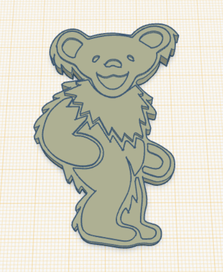 Grateful Dead Dancing Bear 3/5 with Magnet Hole