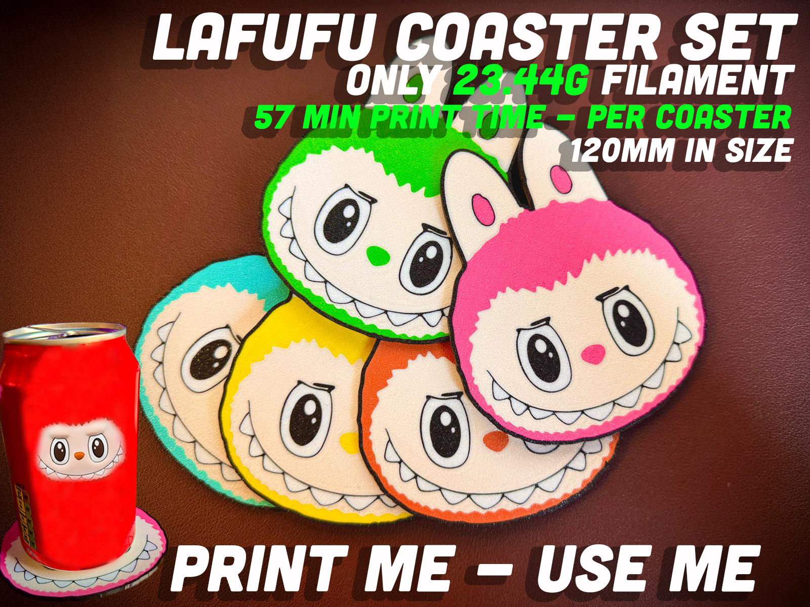 Lafufu Coaster Set - POP-MART Lookalike - NOT LABUBU