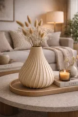Modern Ribbed Vase – 3D Printable Minimalist Home Decor