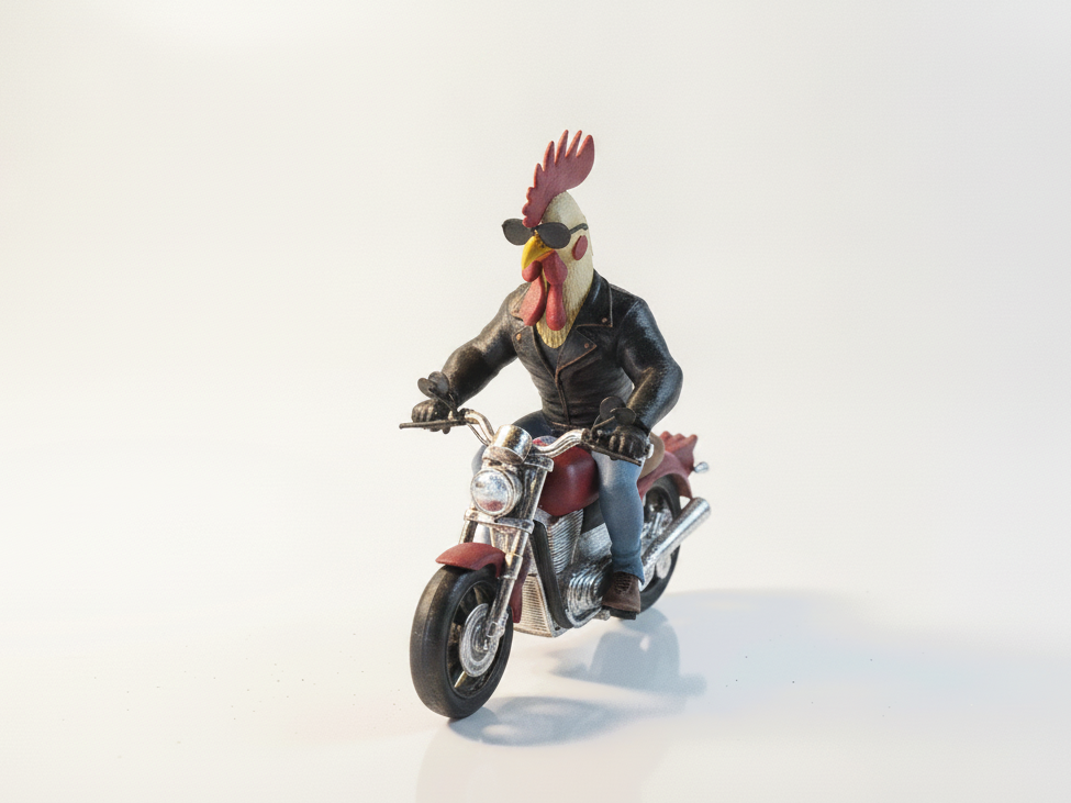Biker Chicken Figurine Animal Collectible 3D Printable