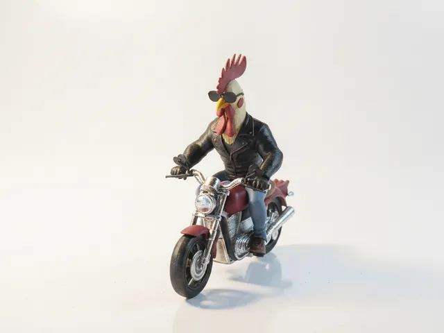 Biker Chicken Figurine Animal Collectible 3D Printable