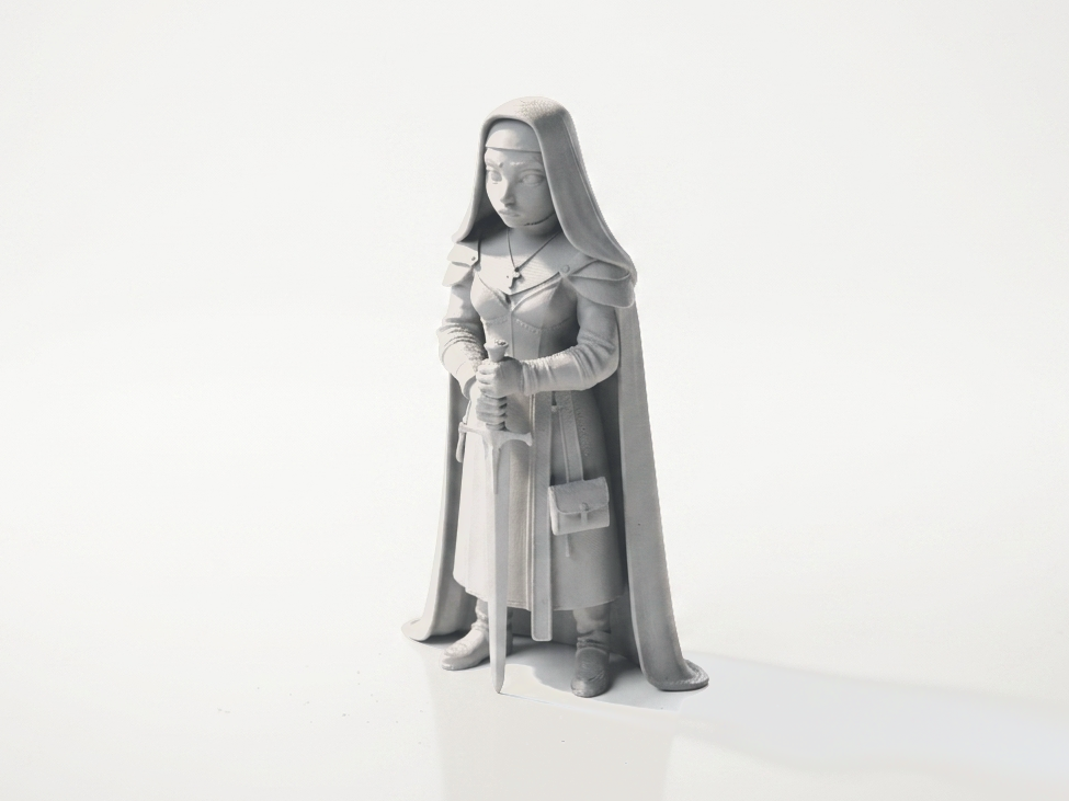 Warrior Nun Figurine Fantasy Female Character 3D Printable