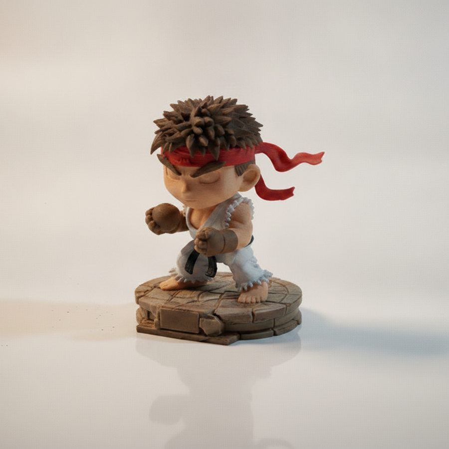 Ryu From Street Fighter Chibi Doing Hadouken Figurine 3D Printable