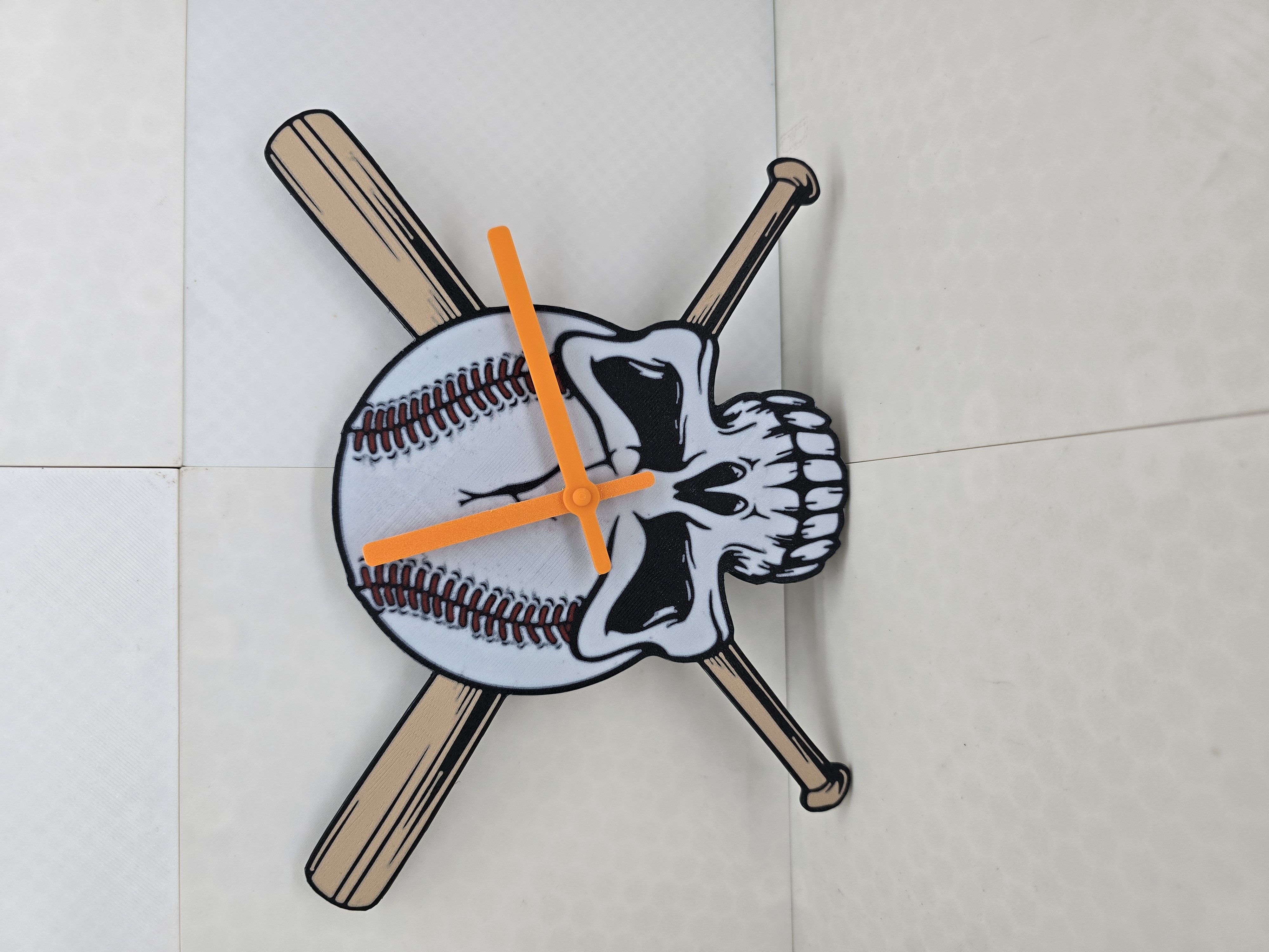 Skull Baseball Clock