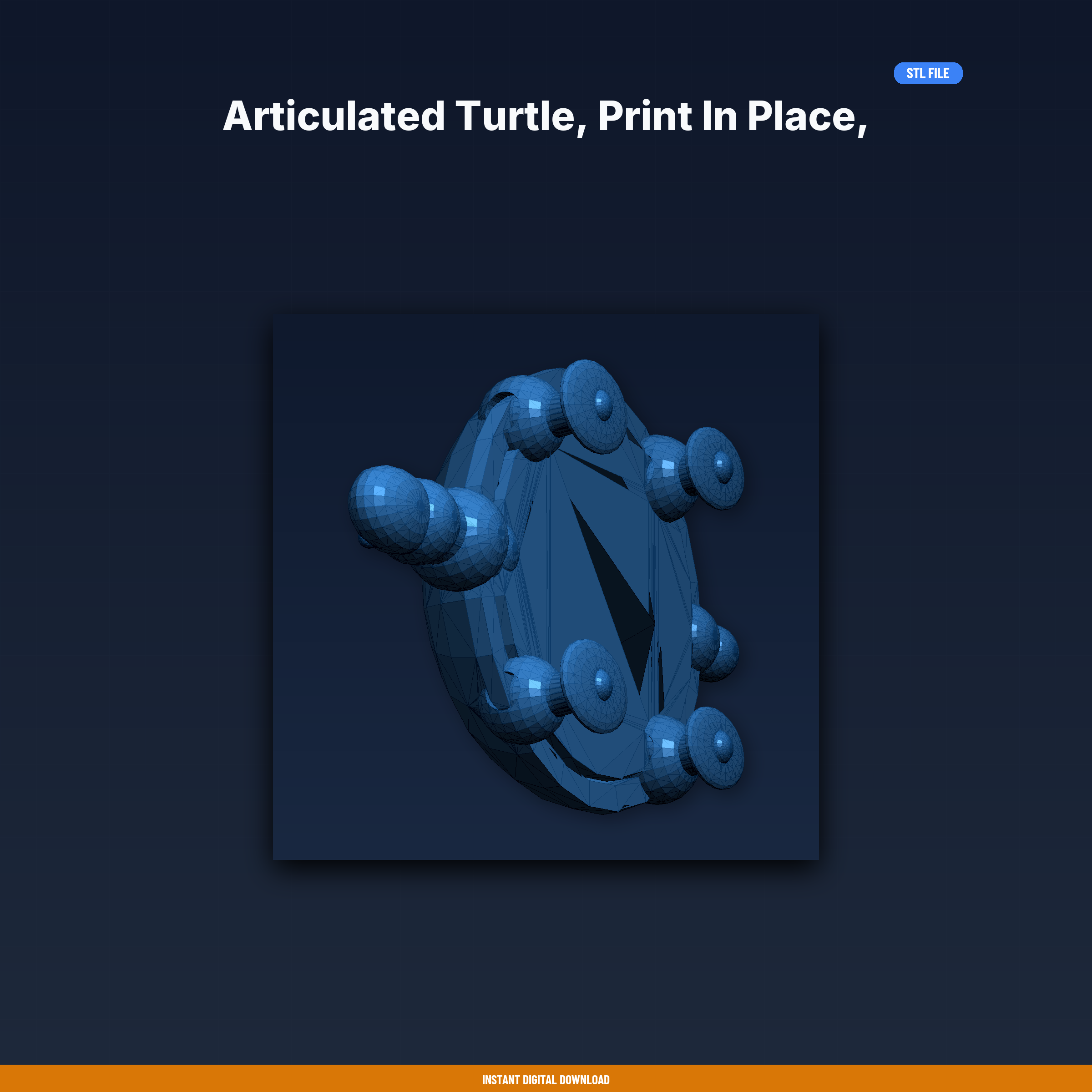 Articulated Turtle, Print in Place, Dome Shell, Hinged Legs, - 3D Printable STL File