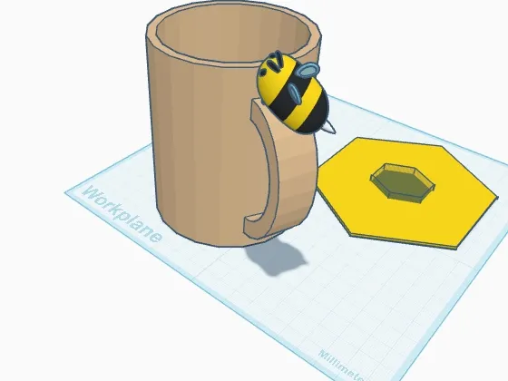 Busy Bee Coffee Cup and Coaster Set