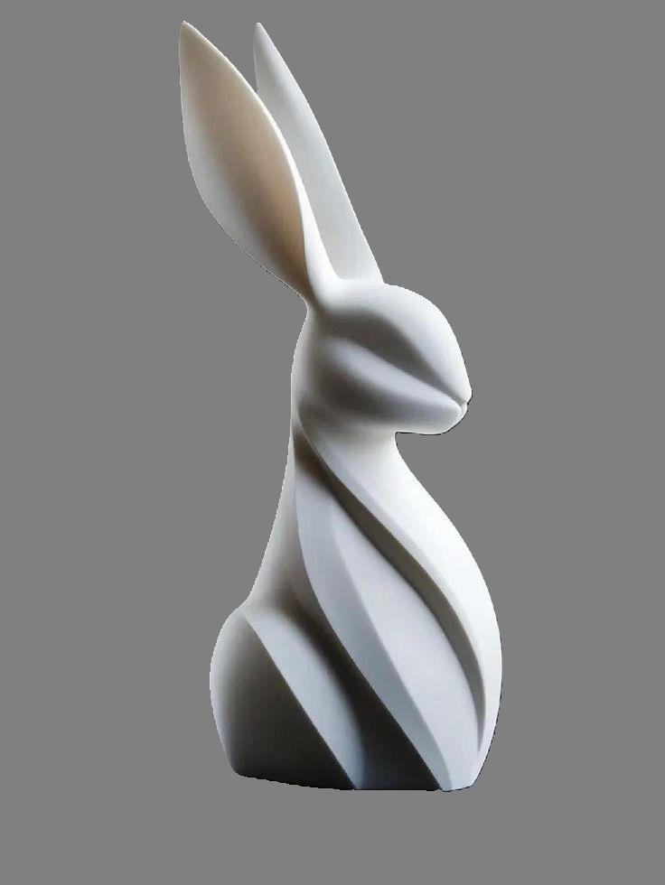 Lapin Minimaliste – Sculpture 3D Moderne