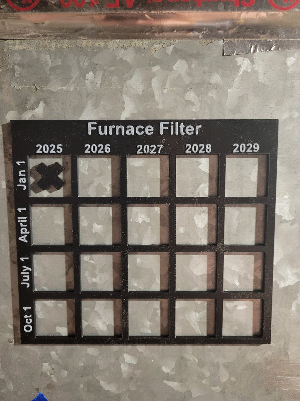 Quarterly Furnace Filter Calendar