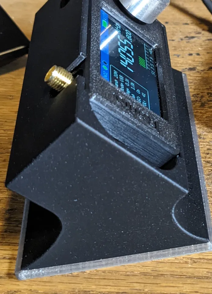 A desk stand for the ATS-mini Si4732 pocket receiver. by KB9RLW