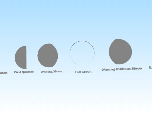 Minimal Moon Phases Wall Art | 3D Printable Celestial Decor - Horizontal