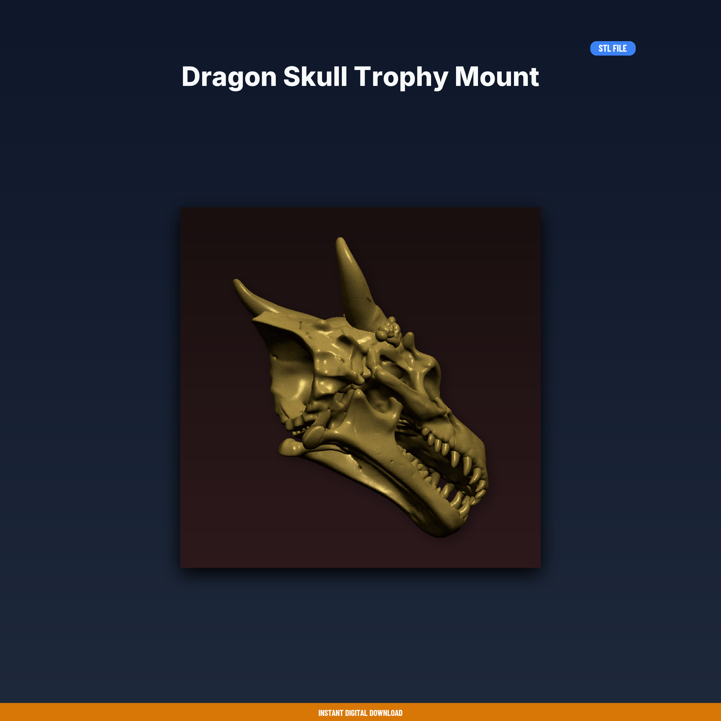 Dragon Skull Trophy Mount - 3D Printable STL File