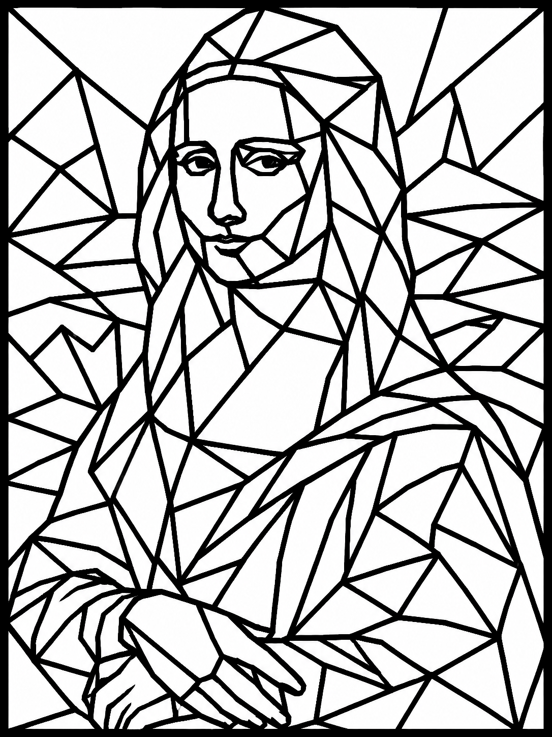 Mona Lisa Geometric Wireframe Low-poly Wall Art