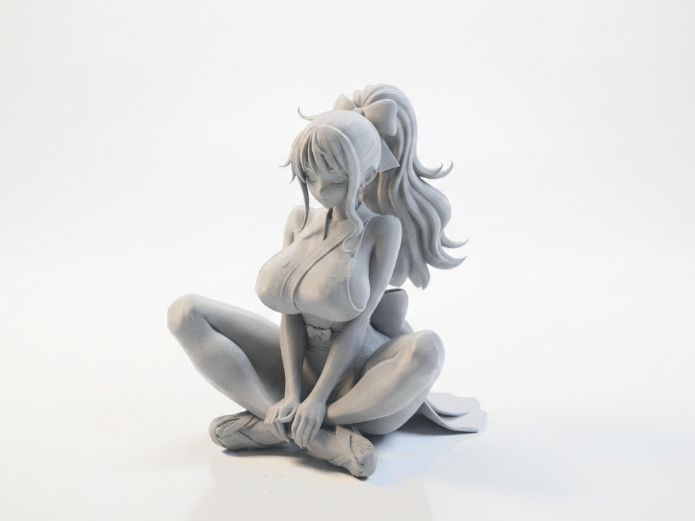 Seated Female Figurine Anime Style 3D Printable