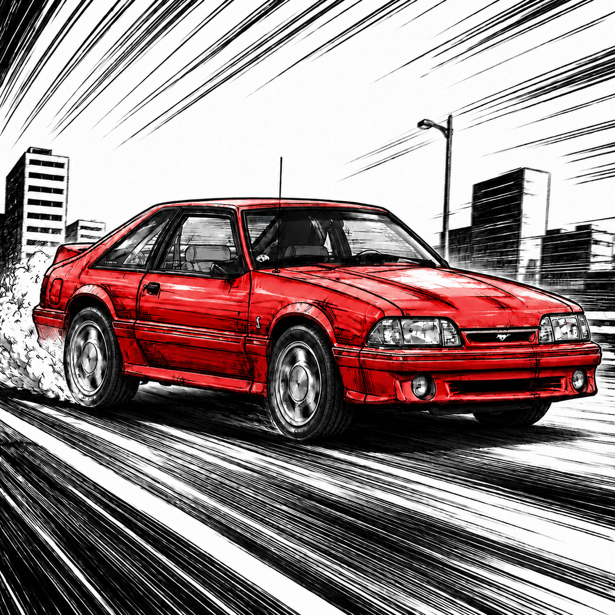 Hueforge 1993 Ford Mustang Cobra Manga Style