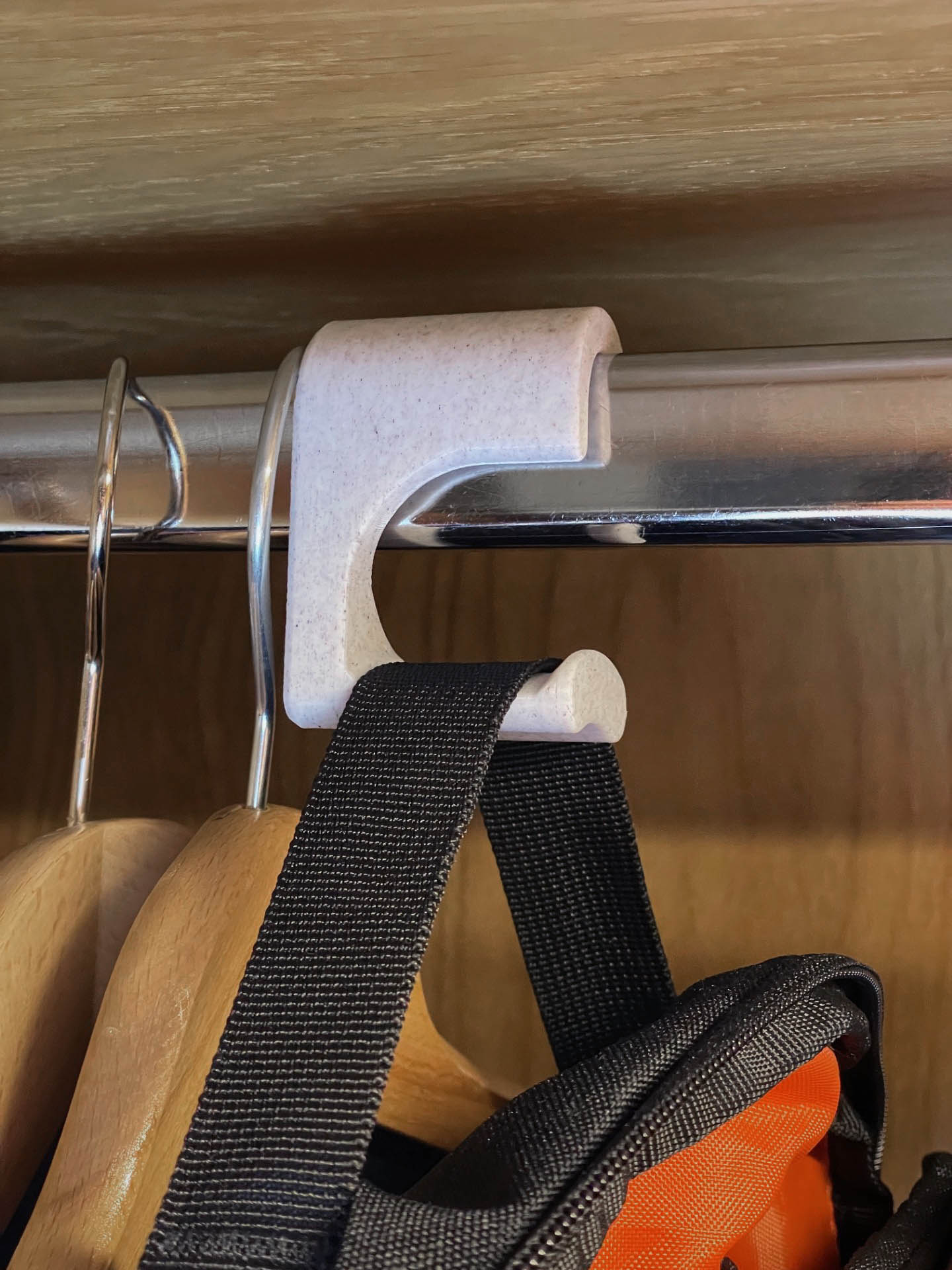 Strong Backpack Hanger for Closet Rod