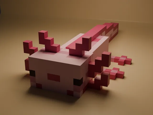 Minecraft Inspired Pink Axolotl - Voxel Cute Pet 3D Printable STL