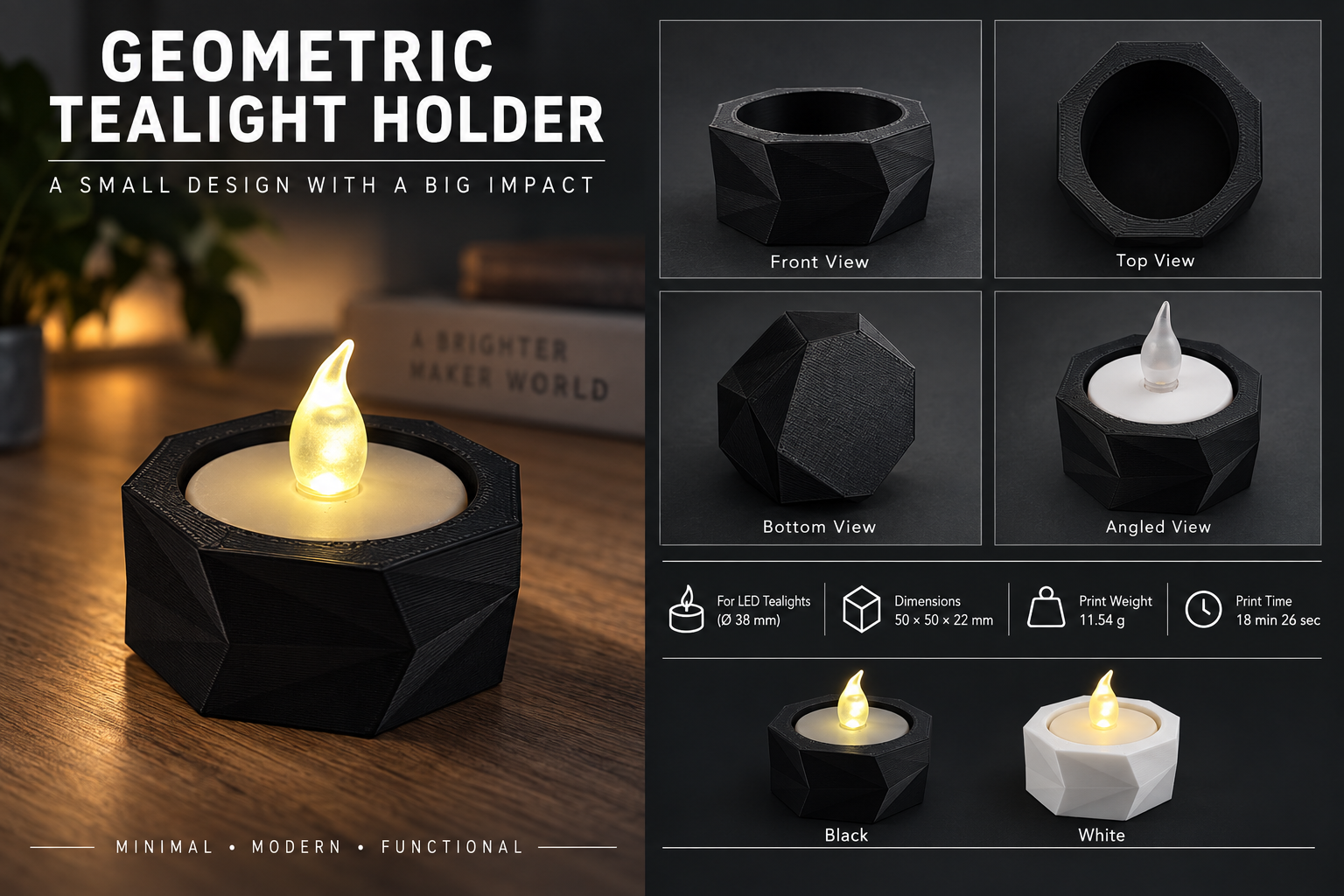 Geometric Candle Holder for LED Tealights