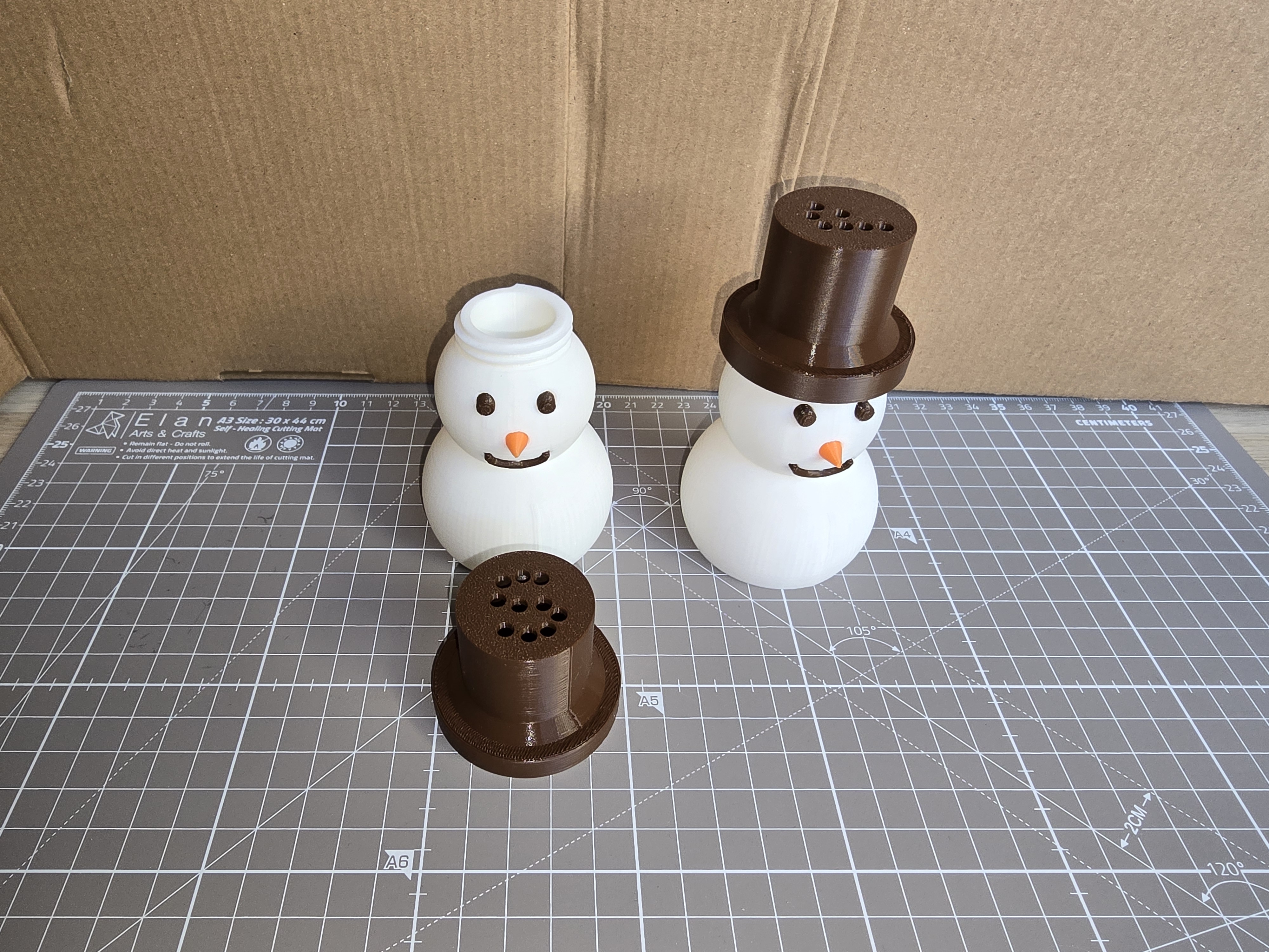 Salt & Pepper Shaker – Snowman (Twist-Cap Top Hat)