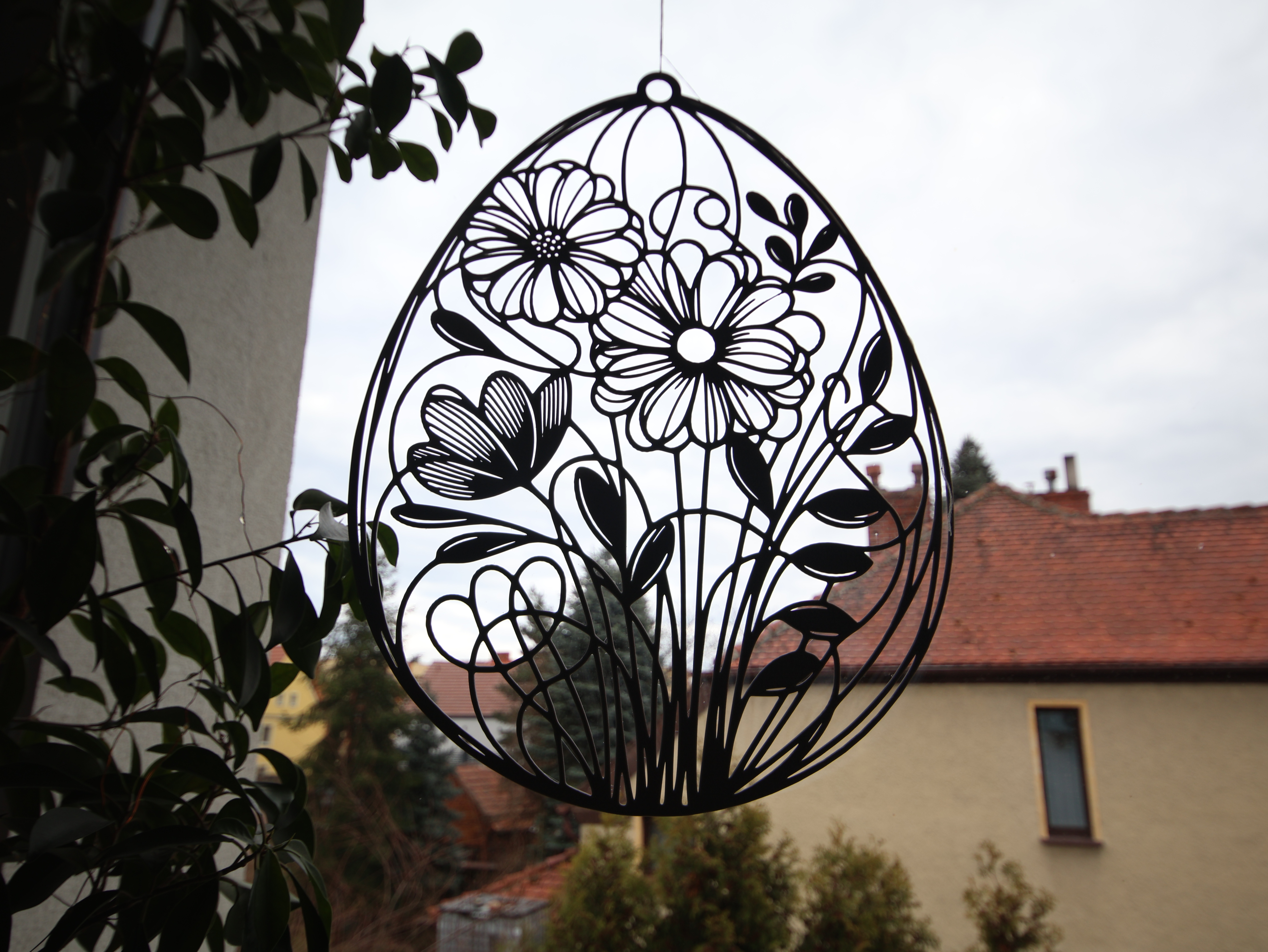 Spring Flowers Wall or Window Easter Decoration 2D Art Egg
