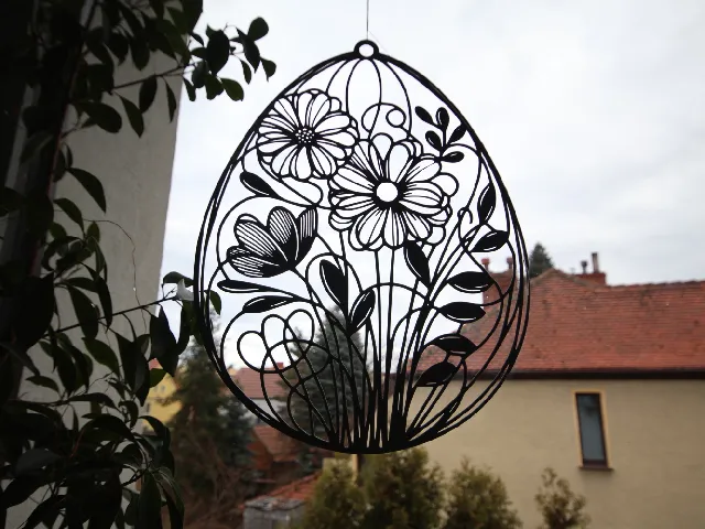Spring Flowers Wall or Window Easter Decoration 2D Art Egg - Drak