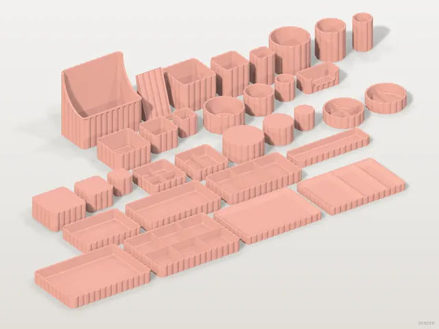 KANNELYR | Fluted Desk Organizer Set, 47 modular parts, no supports