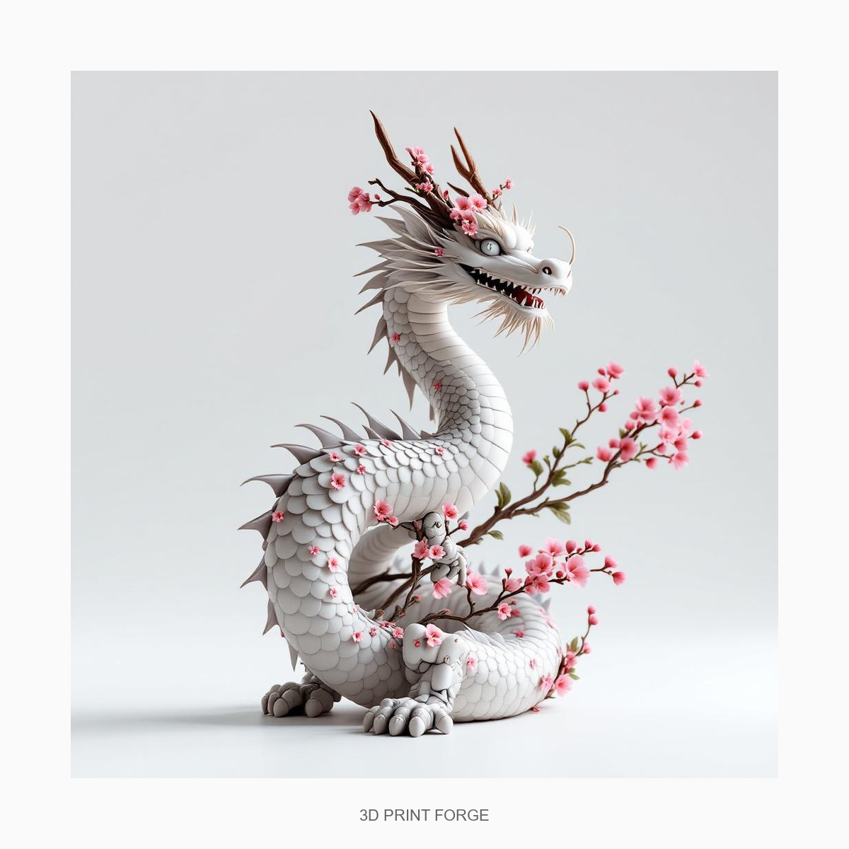 Spring Dragon Floral Articulated - 3D Printable STL File
