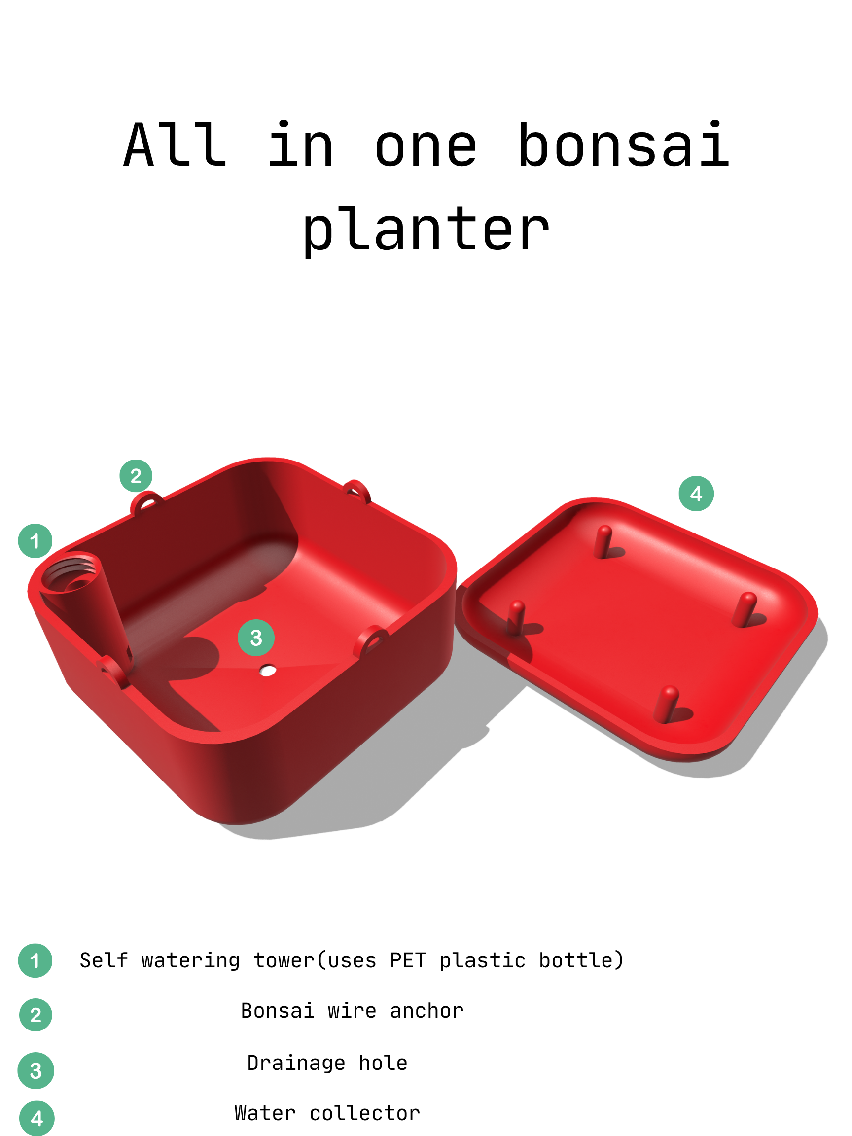 All in one bonsai planter 3D model