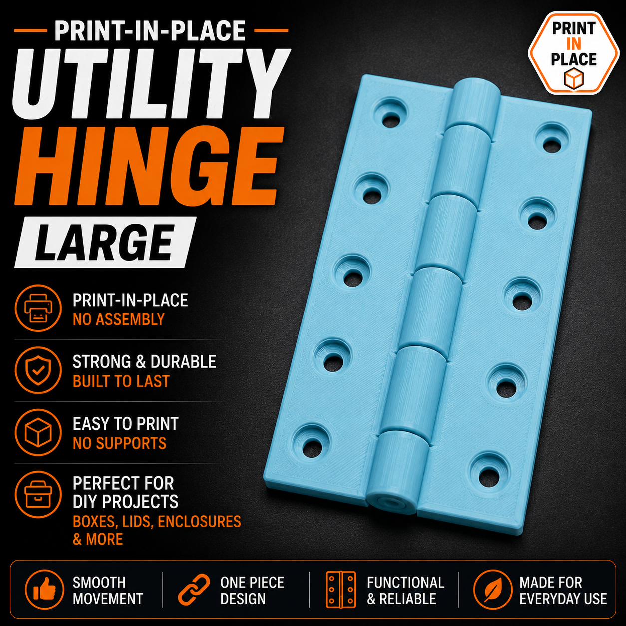 Print-in-Place Utility Hinge - Large