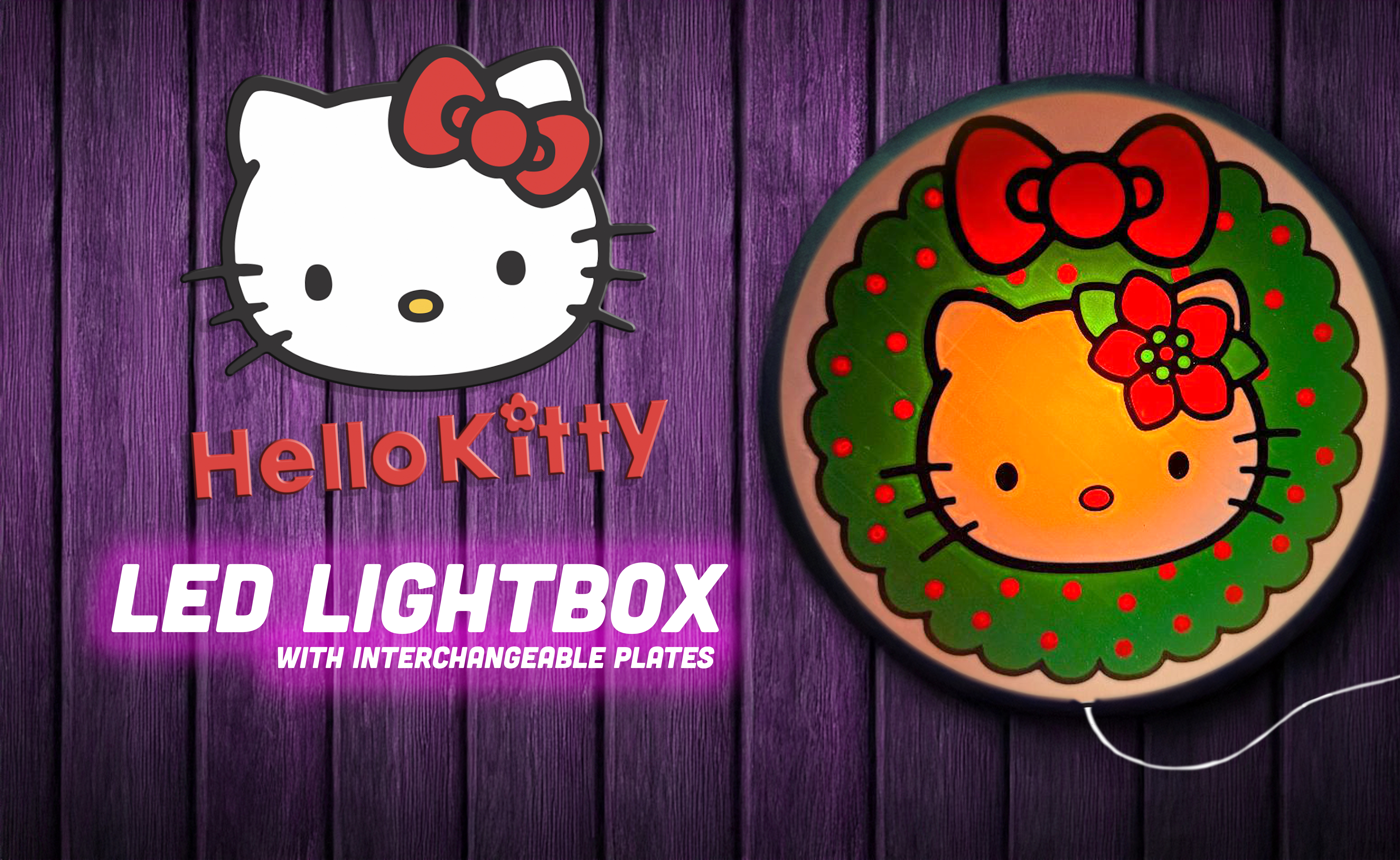 Hello Kitty Christmas - Light box / wall art Fun Girly cute