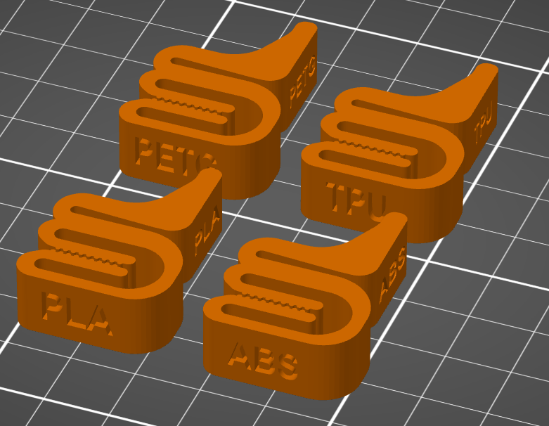 Yet another filament spool clip with filament type identifyer sign - Ein weiterer Filamentclip mit Filamenttyp - Easy to print