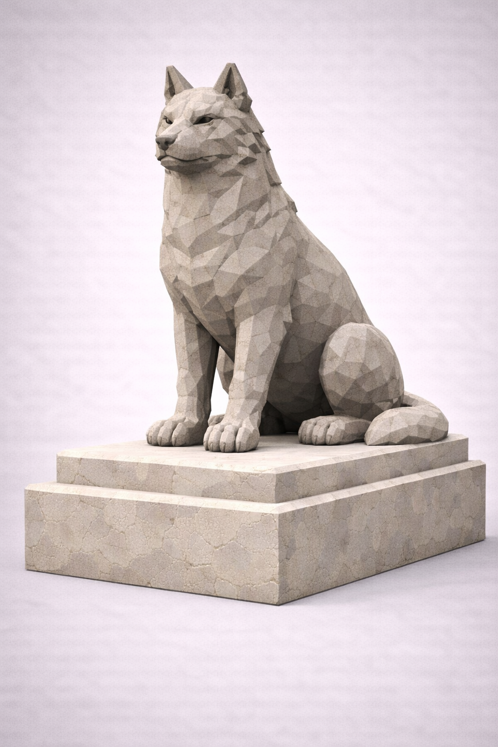 Wolf Statue Low Poly