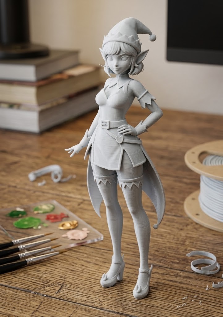 anime style christmas elf girl