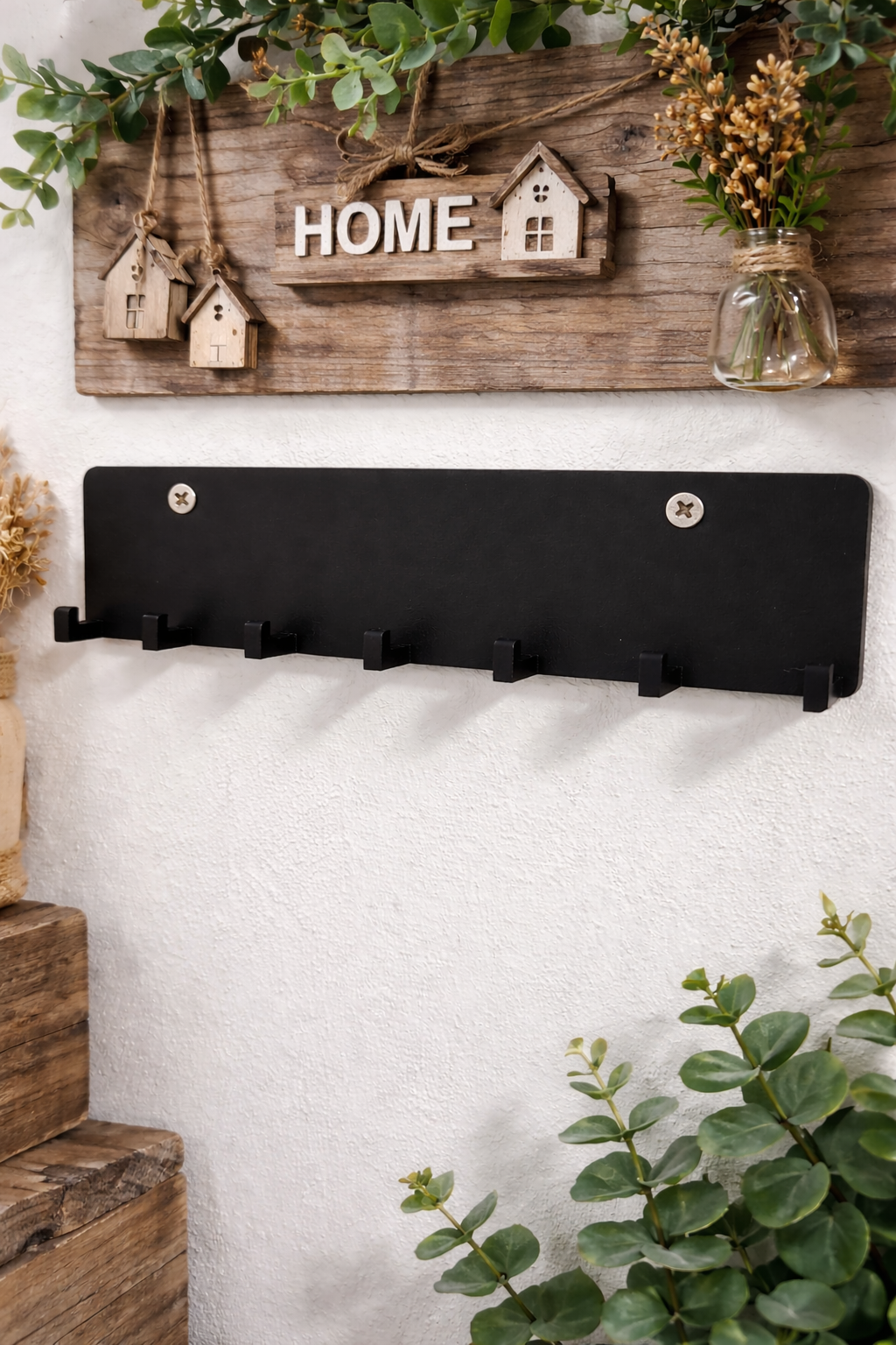 Minimal Wall Key Holder - 7 Hooks - Easy Print - No Supports
