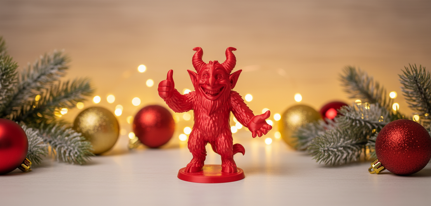 Smiling Furry Demon Thumbs Up Holiday Figurine
