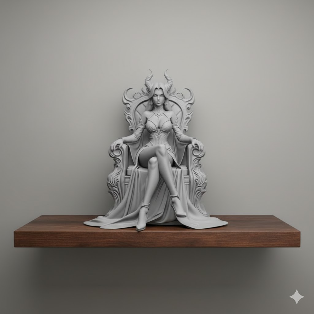 sexy demon queen sitting on the throne