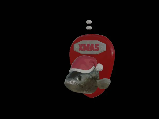 Largemouth Bass Christmas Statue with Base
