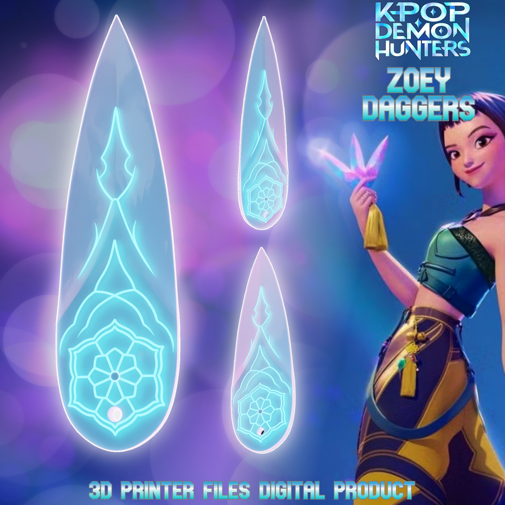 Zoey Сosplay Kunai Hollowed LED Dagger Kpop Demon Hunters