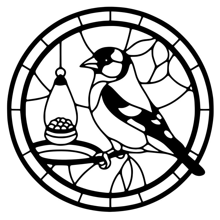 Bird motif 1: Goldfinch wallart, coaster, grill