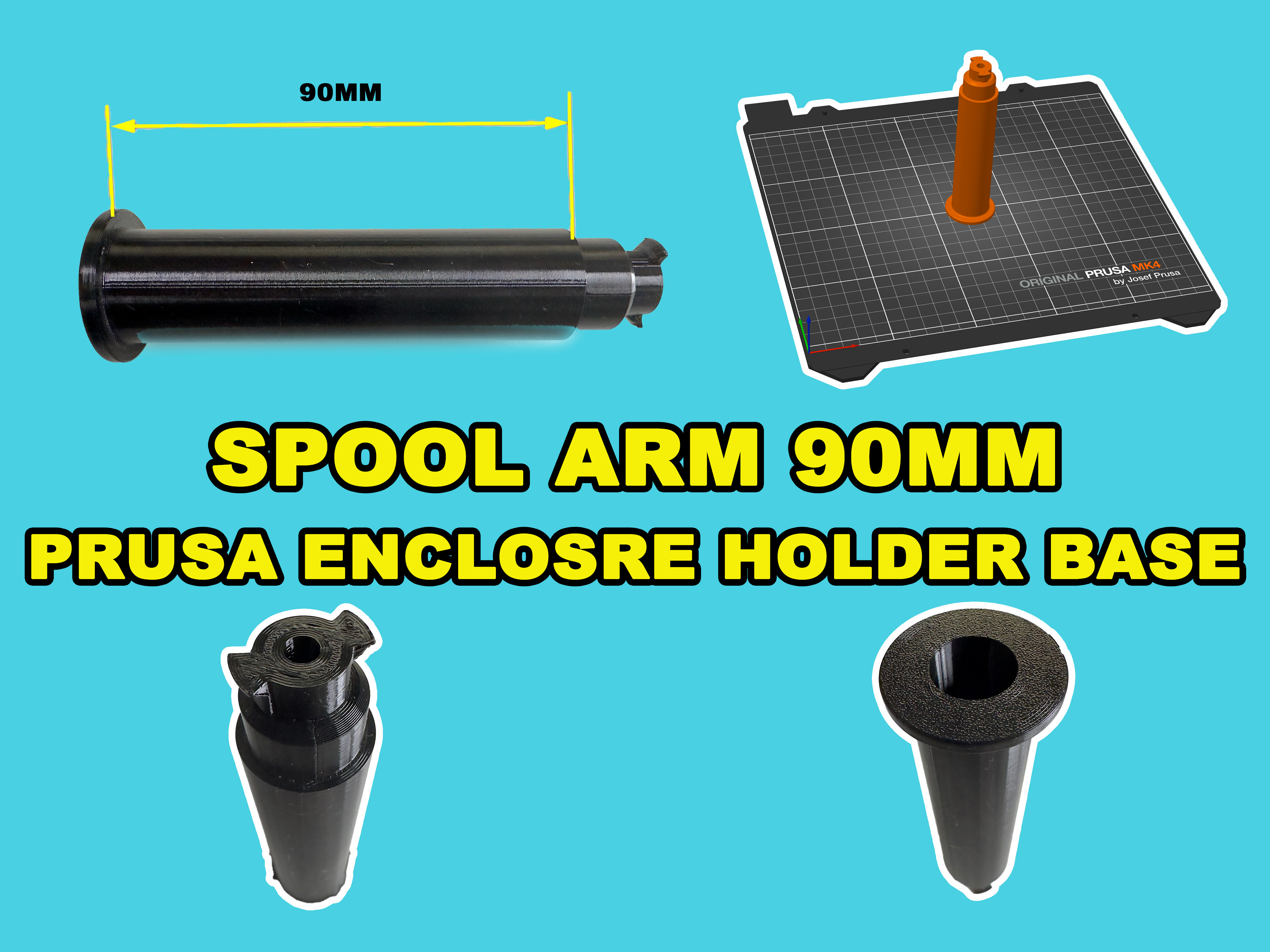 Spool arm 90mm for PRUSA enclosure spool holder base