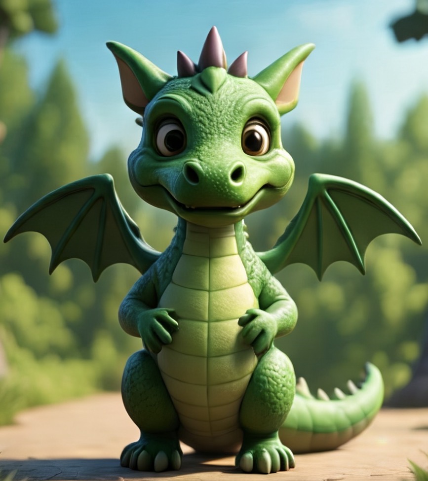 Cute little green Dragon figure süßer kleiner grüner Drache