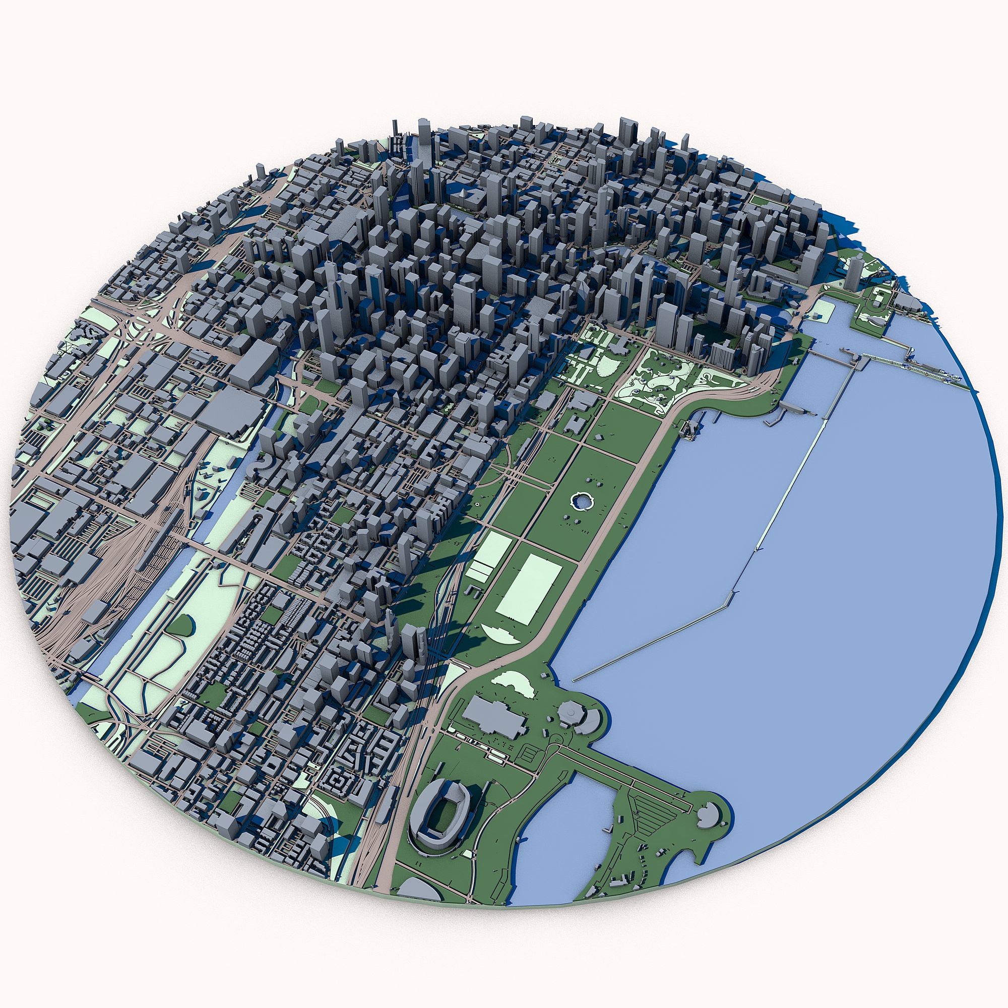 Chicago Cityscape 3D Model – Windy City Skyline – Illinois Architecture & Lake Michigan