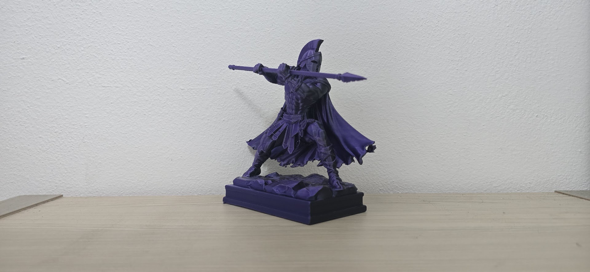 Purple Spartan Warrior with Spear Statue