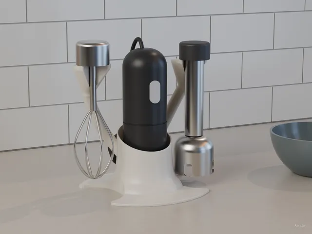 Immersion Blender Stand – Motor Stands Dry, Shaft and Whisk Hang Over Drip Windows, Cord Hook