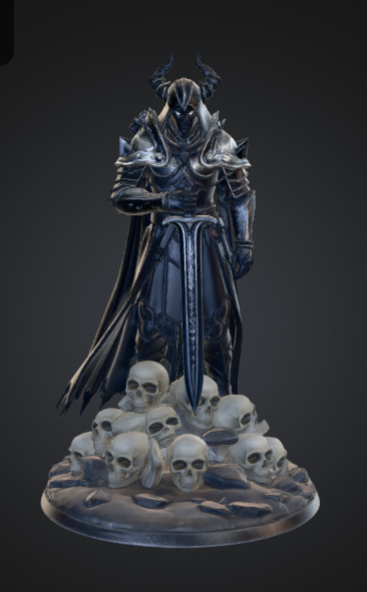 Dark Knight Standing on Skull Pile – Gothic Fantasy Warrior