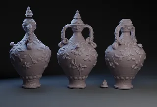 Ceramic Container With Flower Motif