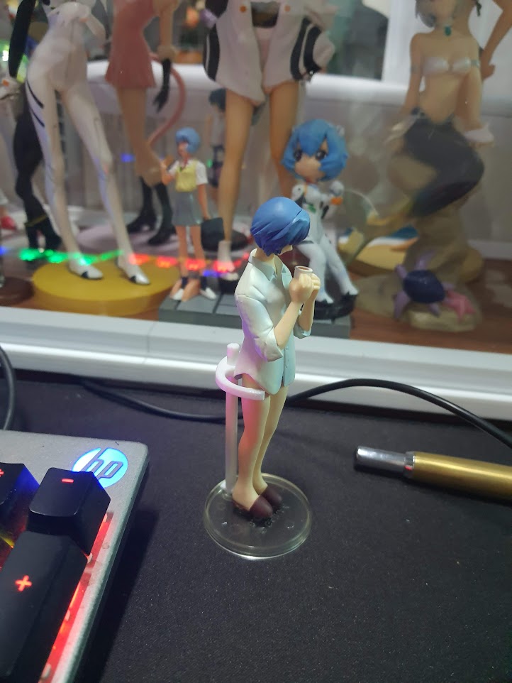 Figurine Repair: Ayanami Rei in white shirt drinking tea