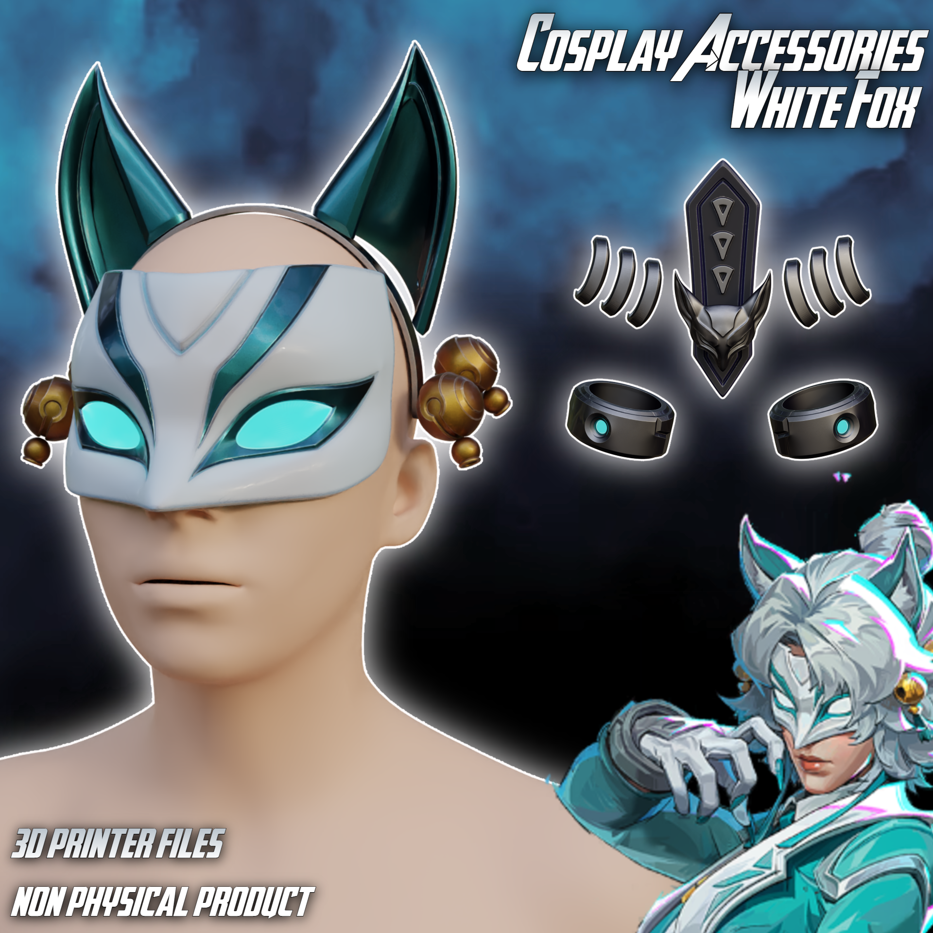White Fox Cosplay Mask and Accessories Helmet Marvel Rivals