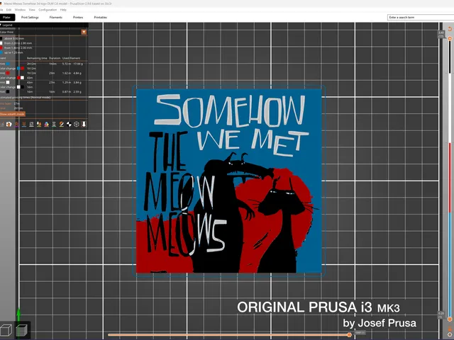 The Meow Meows "Somehow we met" - multi-colour 3d band logo for single filament printing.